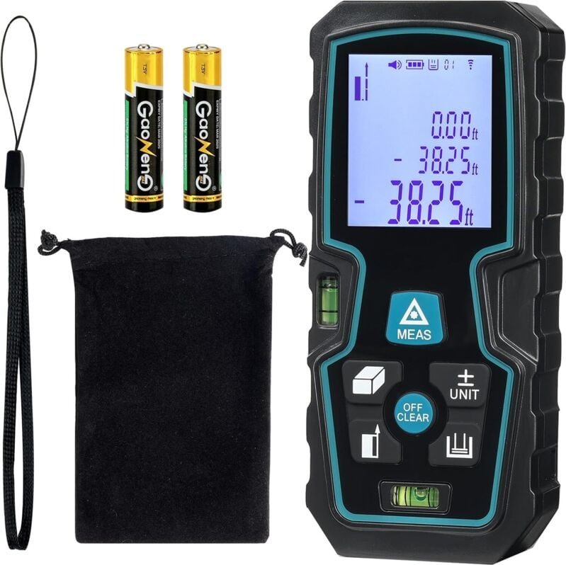 Digitaler Laser-Entfernungsmesser, hintergrundbeleuchtetes LCD-Display und Pythagoras-Modus, Distanzmessung