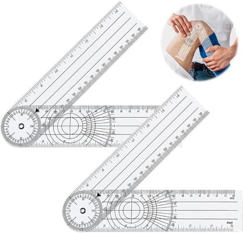 Goniometer für Physiotherapeuten, 2-teilig, professionelles 360°-Multilineal-Winkelmessgerät, 14 Zoll, medizinisches Wir...
