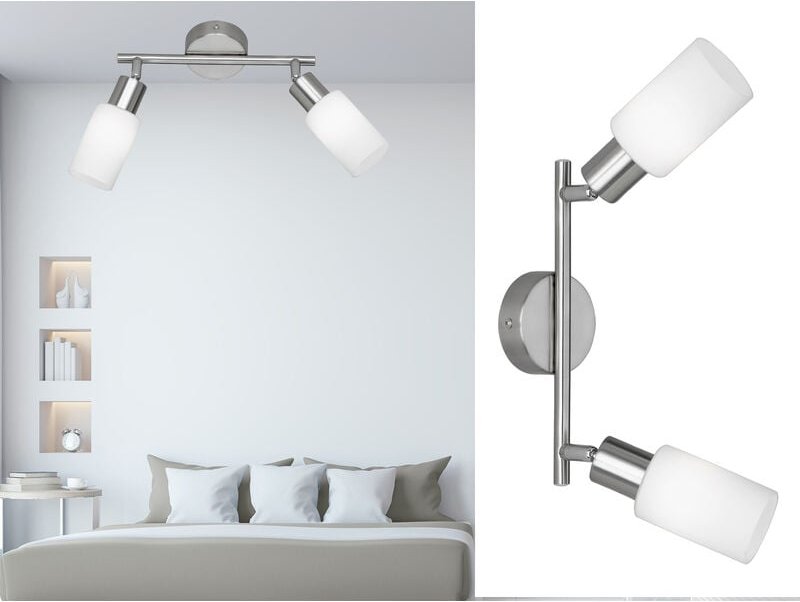 Deckenstrahler mars 2-flammig Silber Opal Glasschirme Weiß, Breite 48cm