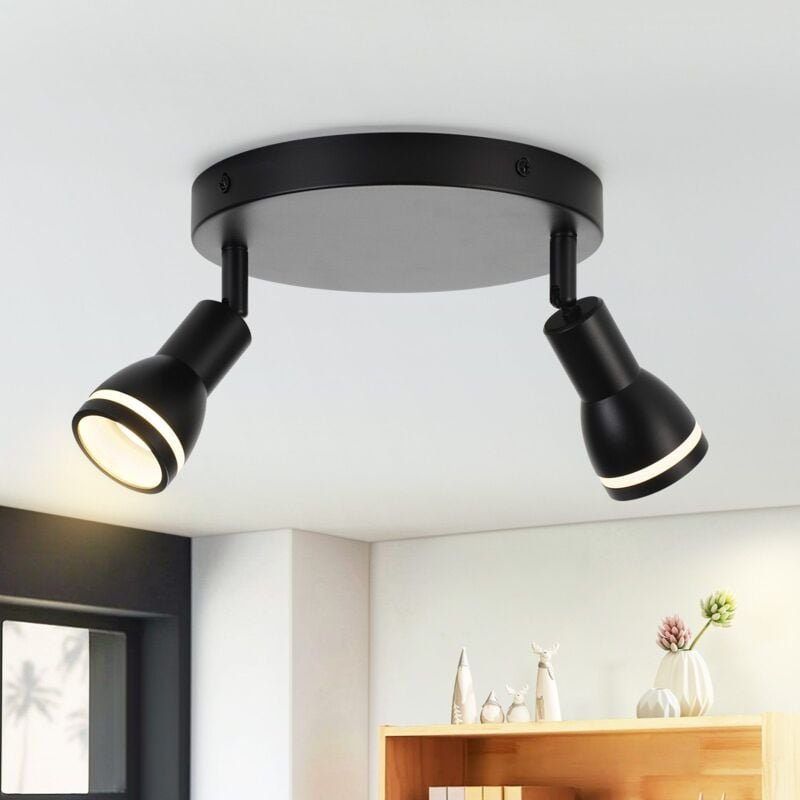 Thumbnail - Deckenstrahler Schwarz Flur Deckenleuchte: 2-flammig Deckenlampe Metall GU10 Spots Flurlampe Schwenkbar Wandstrahler Inn...