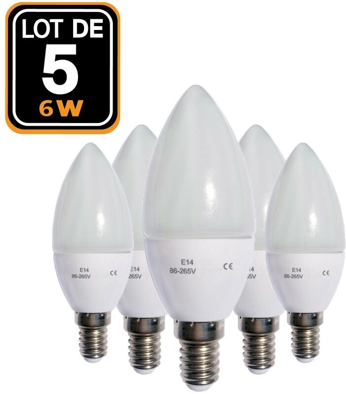 5 LED-Lampen mit Flamme E14 6W 6000K Hohe Helligkeit