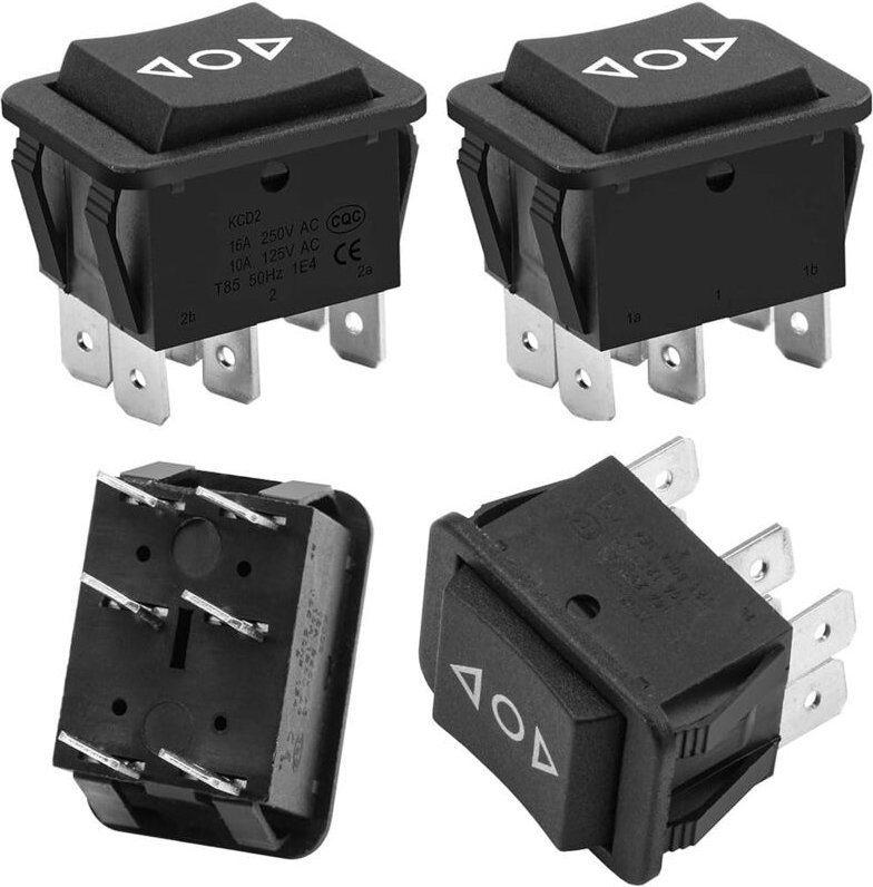 4er Set Momentan Wippschalter Kippschalter (EIN)/AUS/(EIN) 6-PIN Taster für 12V & 230V