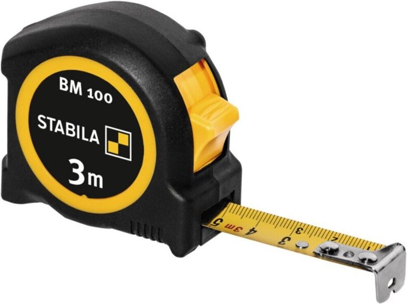 Stabila - Taschenrollbandmaß bm 100 Länge 3 m Breite 16 mm mm/mm eg ii abs / tpe Metall-Clip