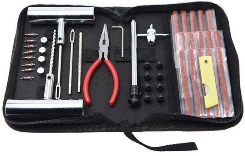 Reifenreparaturset, 46-teiliges Reifenreparaturset, Schlauchlosreifen-Reparaturset, Reifenreparaturwerkzeug für