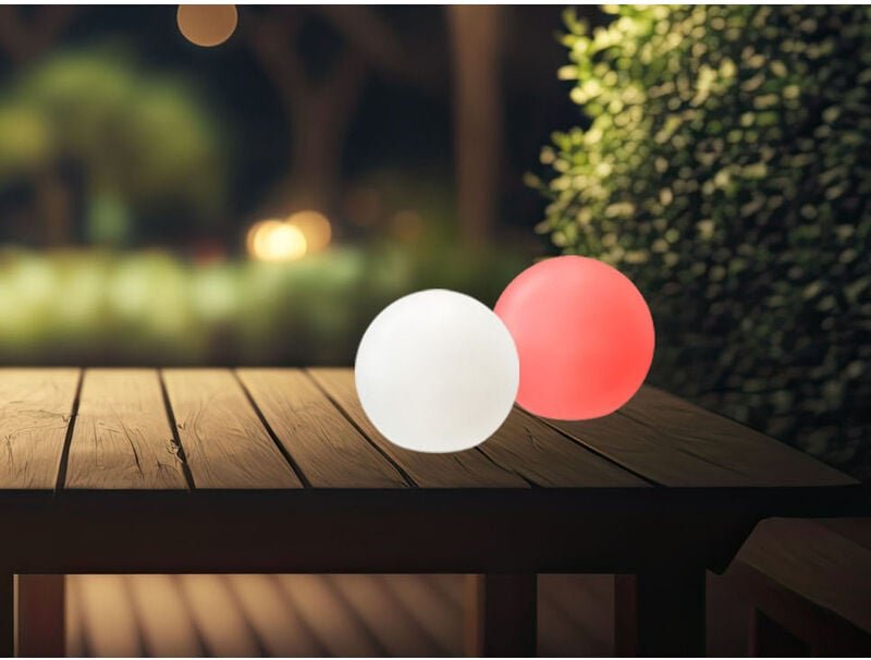 Meinewunschleuchte - 2er set Solar Outdoor Kugelleuchten ø 18cm mit rgb Farbwechsel