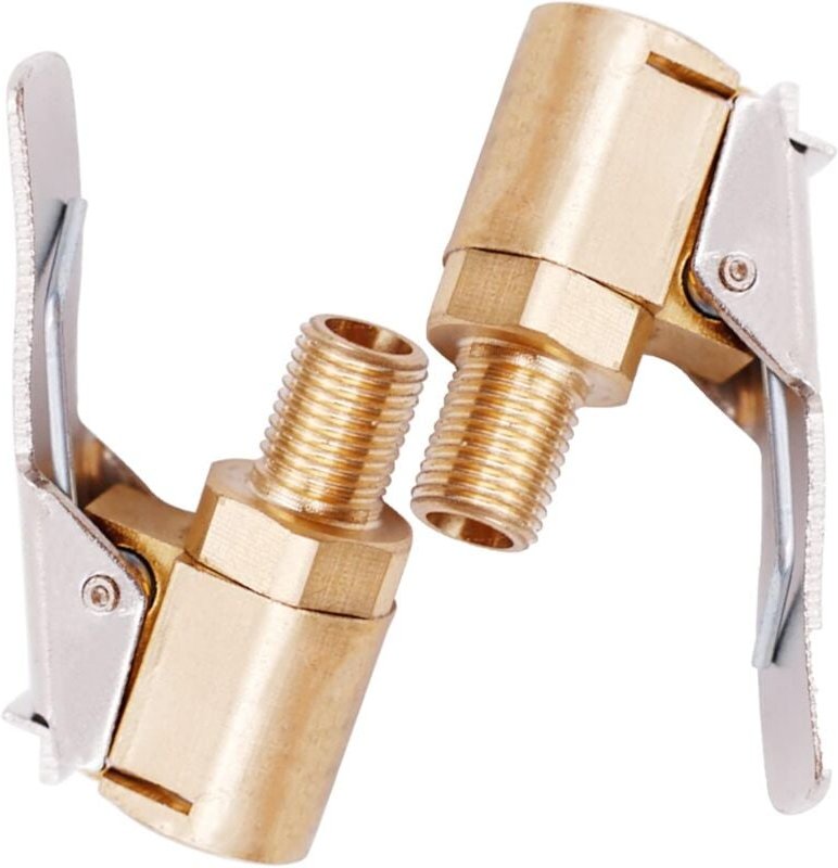 2-teiliger Autoreifen-Ventiladapter, 8-mm-Messingspitzen-Pumpen-Ventil-Clip-Klemmanschluss-Adapter für Auto- oder LKW-Re...