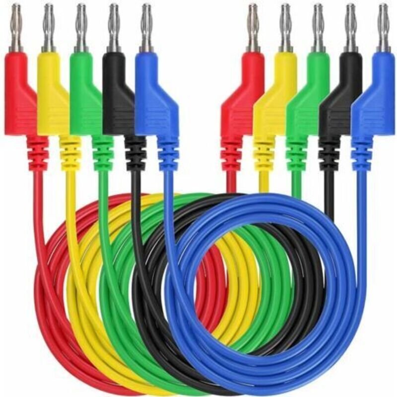 5 Stück 4mm Weiches Silikon-Messkabel Bananenstecker auf Bananenstecker für Multimeter Länge 1M,1000V/20A