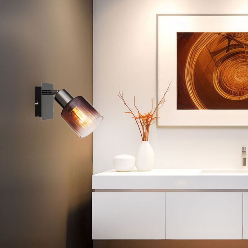 Wandlampe Wandleuchte Wohnzimmerlampe Kupfer 1 flammig Glas verstellbar H 16 cm