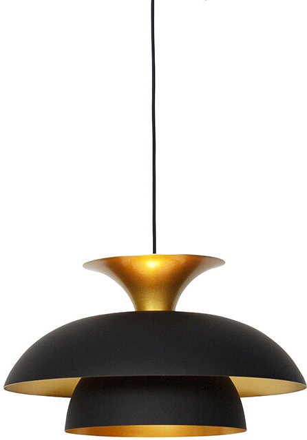 Moderne runde Pendelleuchte schwarz mit Gold 3-Lagen - Titus