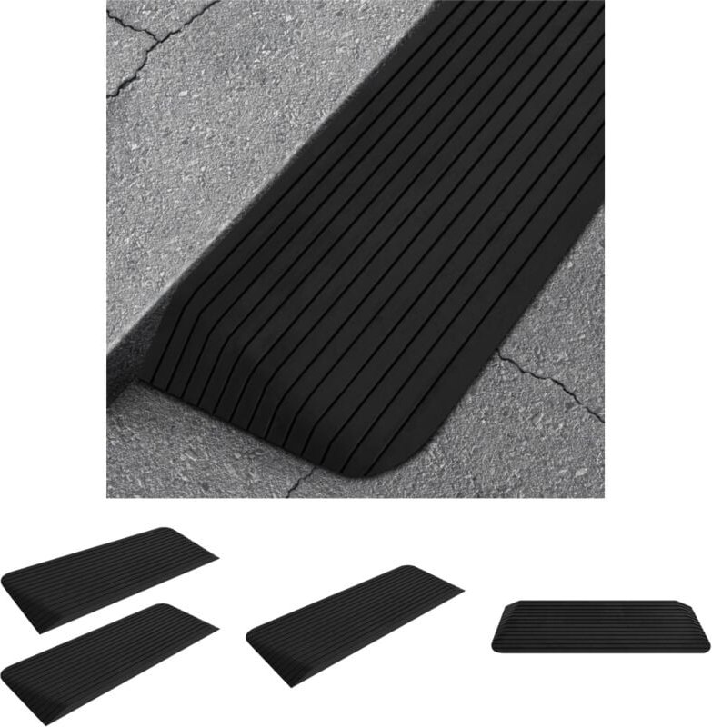 Longziming - The Living Store Schwellenrampen 2 Stk. 110x41x5 cm Gummi - Verkehrsschilder