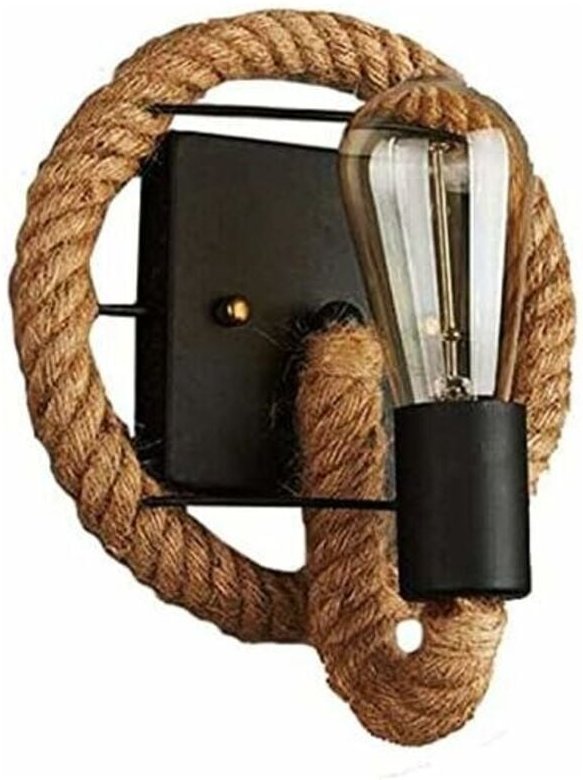 Wandleuchte für Wohnzimmer und Eingang, Vintage-Retro in Form eines Hanfseils im amerikanischen Stil - Industrielle Eise...