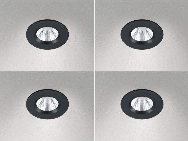 Trio Leuchten - 4er set IP65 led Deckeneinbaustrahler Schwarz rund, dimmbar, ø 8,5cm