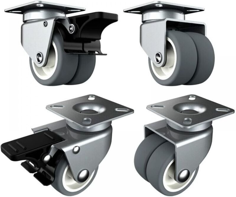 Schwerlast-Möbelrollen (50 mm) mit Sicherheitsbremse für schwere Lasten, Gesamttragfähigkeit 400 kg (2 mit Bremse und 2 ...