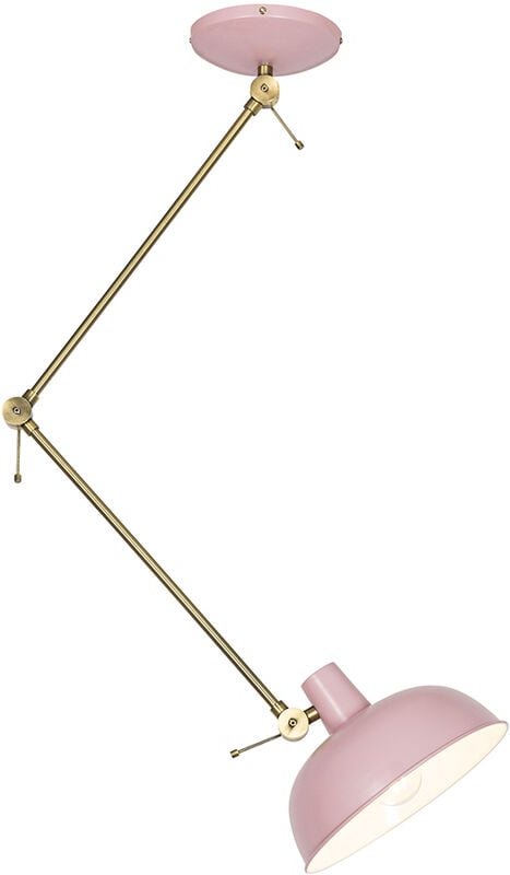 Retro Deckenleuchte rosa mit Bronze - Milou