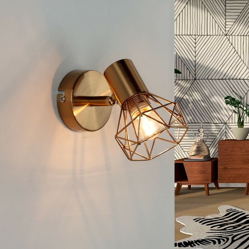 Wandspot verstellbar in Messing E14 geometrisch mia