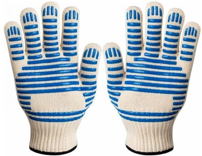 Doppellagige Ofenhandschuhe Hitzebeständig bis 350°C, rutschfeste Silikon-Grillhandschuhe zum Kochen, Schweißen, Grillen...