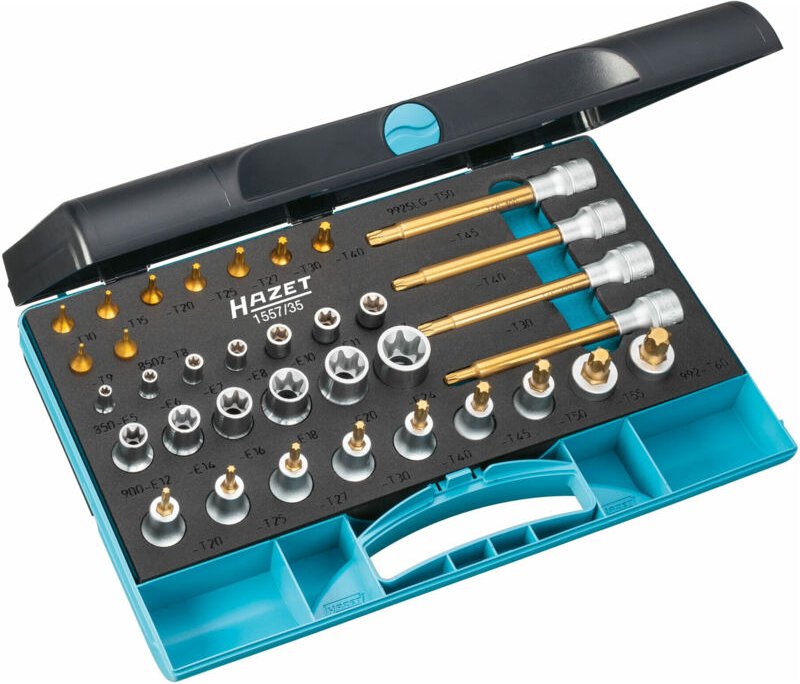 HAZET Werkzeug Satz, 35-Teilig, 1/4 Zoll (6,3 mm) Vierkant , 1/2 Zoll (12,5 mm)