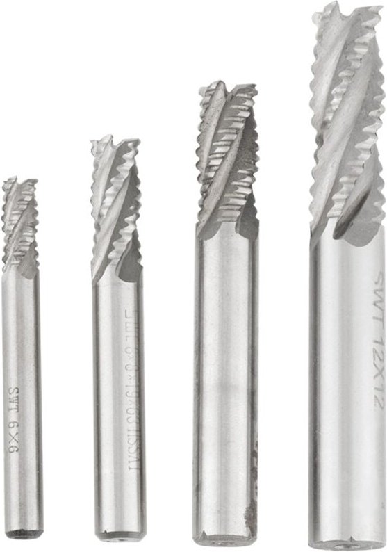 Zoternen - 4 Stück 4 Nuten hss Schruppfräser cnc Router Bit Fräser M6/M8/M10/M12