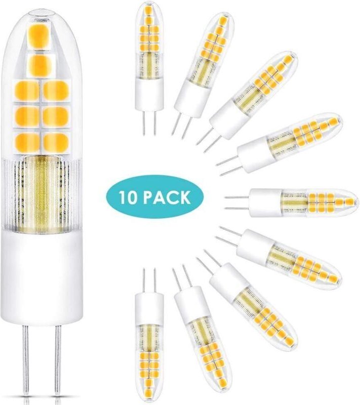 G4 LED-Lampe, 10er-Pack, 360°-Abstrahlwinkel, 3000 K warmweiß, 12 V AC/DC, 30 W