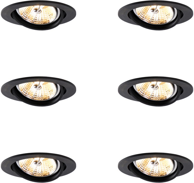 Set mit 6 modernen, schwenkbaren schwarzen Einbaustrahlern AR70 - Cisco