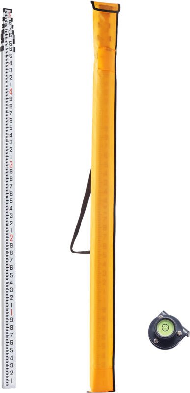 Mophorn Aluminium-Messlatte, 25 Fuß lange Teleskop-Messlatte mit 6 Abschnitten, doppelseitige Nivellierlatte mit 1/10 Fu...