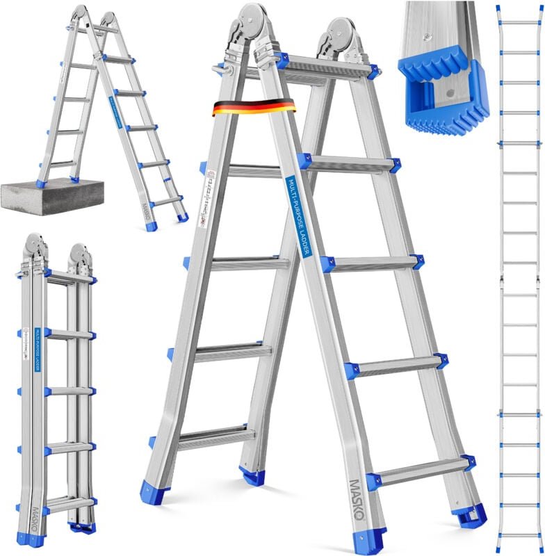 Aluleiter Mehrzweckleiter 5 10m 4x5 Sprossen Teleskopleiter Multifunktionsleiter Aluleiter Klappleiter Anlegeleiter Bock...