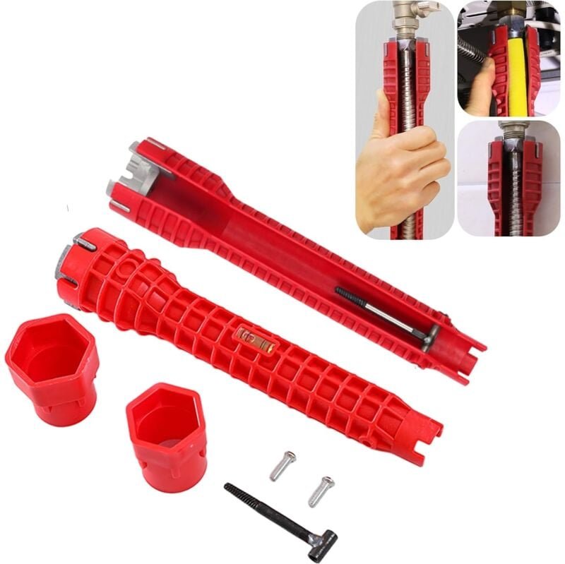 Wasserhahnschlüssel für Spülbecken, Doppelkopf-Wasserrohrschlüssel, Installationsschlüssel für Spülbecken, verstellbarer...