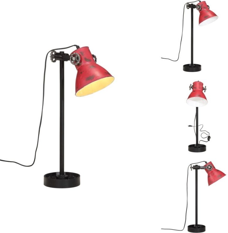 Thumbnail - Schreibtischlampe 25 w Rot 15x15x55 cm E27 - Industrielampen - Schreibtischlampe - Stehlampe - Eisenlampe - Rote Lampe