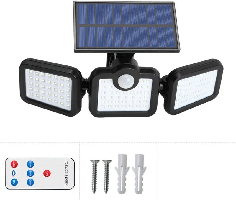 Solarleuchte für den Außenbereich, 3000 lm, Bewegungsmelderleuchte für den Außenbereich, IP65 wasserdichtes Solar-Sicher...