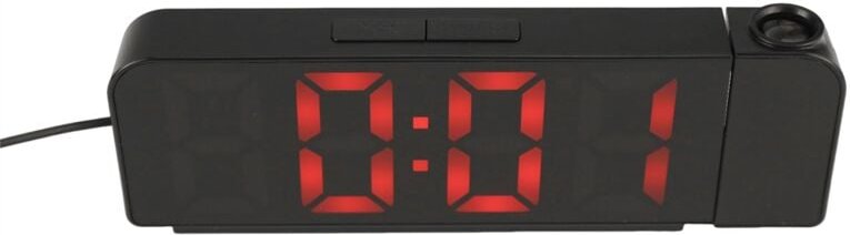 180°-Drehung, Projektionswecker, 12/24 Stunden, led, digital, USB-Lade-Deckenprojektor (rot)