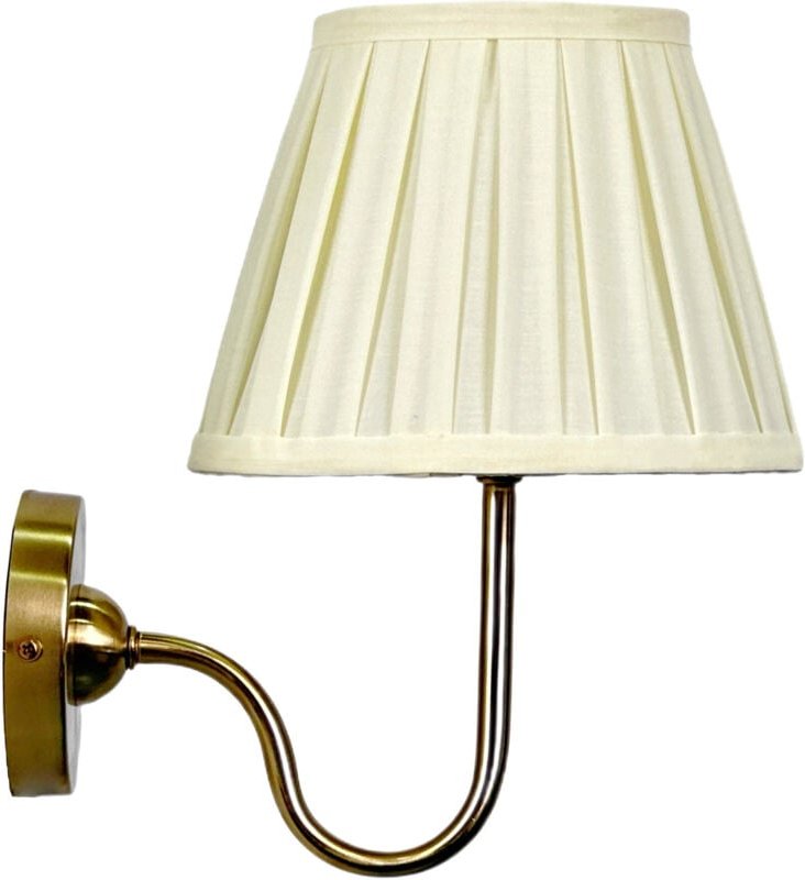 Relaxdays Wandlampe, Stoff-Schirm, antikes Design, E27-Fassung, Wandleuchte, HD: 32,5 x 27 cm, elfenbeinweiß/bronze