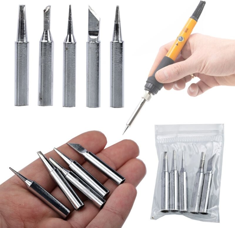 Rosfix 900M Lötkolben Spitzen Set – 5-teiliges Set Typen: I, B, K, 2.4D, 3C Kompatibel mit Rosfix, Yihua, WEP Stationen ...