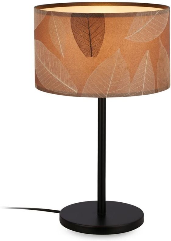 Thumbnail - Mata Tischlampe, Blätterdekor, Kabelschalter, Boho-Stil, E27 Fassung, Caffefarben, Ø25 x 41,5 cm - Briloner