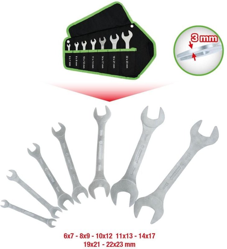 COMPETITION Doppel-Maulschlüssel-Satz, 7-tlg, extra flach