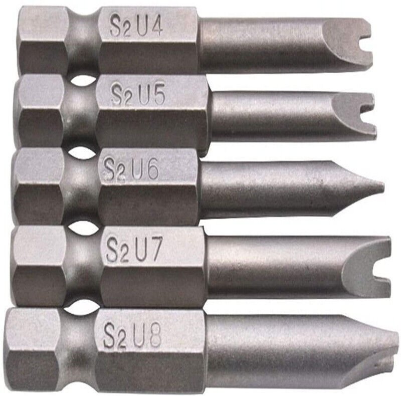 KZQ - 5 pezzi Punte per cacciavite a forma di u, punte magnetiche in lega di acciaio S2, lunghezza 50 mm, gambo esagonal...