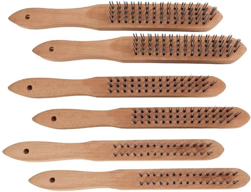 6er Set Bürsten Drahtbürsten 6 Reinigungsbürsten mit Holzgriff