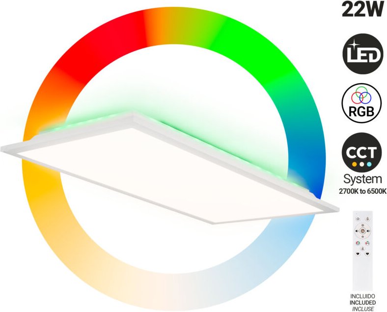Barcelona Led - LED-Deckenleuchte Backlight - 60x30cm - 22W - cct + 2RGB -