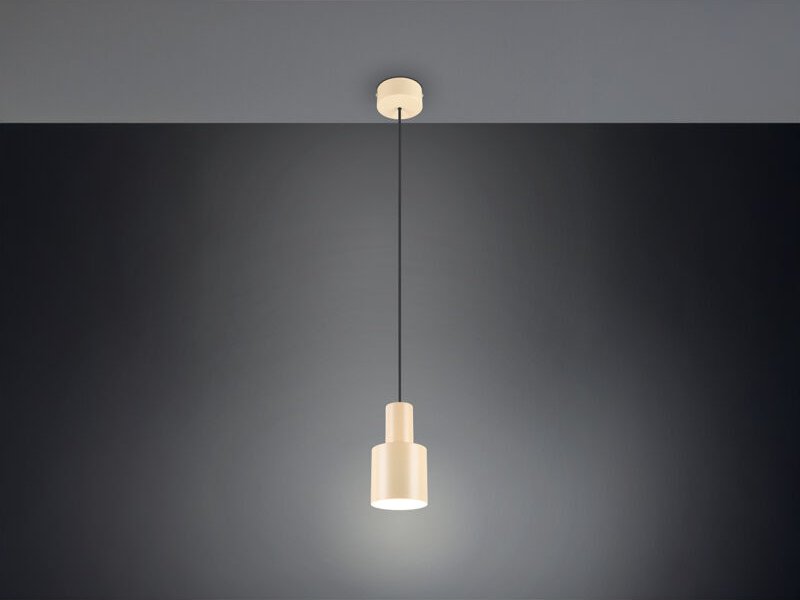 Trio Lighting - Kleine Pendelleuchte agudo mit Metall Lampenschirm Beige, ø 12cm