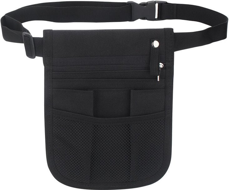 Schwarz, s, Krankenschwestergürtel – Gürtel-Organizer – Krankenschwester-Zubehörtasche – 2 Seiten – 8 Taschen – Utility-...