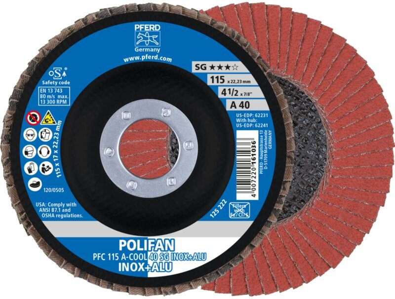 Fächerschleifscheibe A-COOL SG gewölbt 115mm K40 Pferd