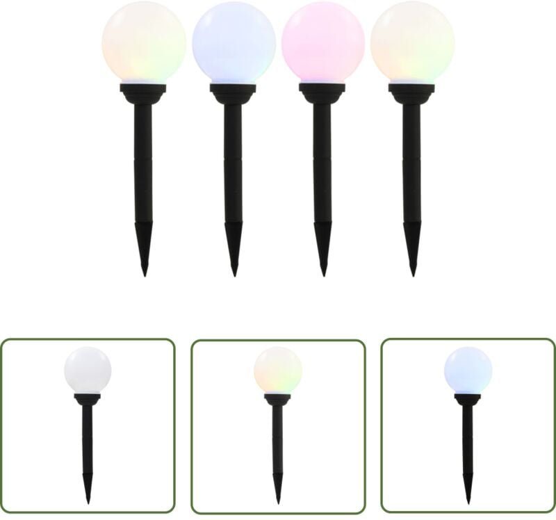 The Living Store Solar-Außenleuchten 4 Stk. led Kugelförmig 15 cm rgb - Sonnenlaterne - Outdoor Beleuchtung - Gartenbele...