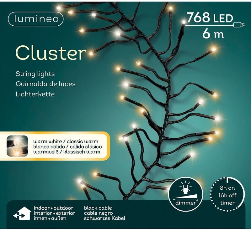 Kaemingk - Lumineo led Clusterbeleuchtung 700 cm 768 Lichter warmweiß & klassisch warm