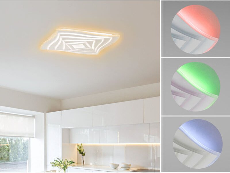 Fischer&honsel - led Deckenleuchte hero dimmbar, Tageslicht & rgb, Quadrat 50cm