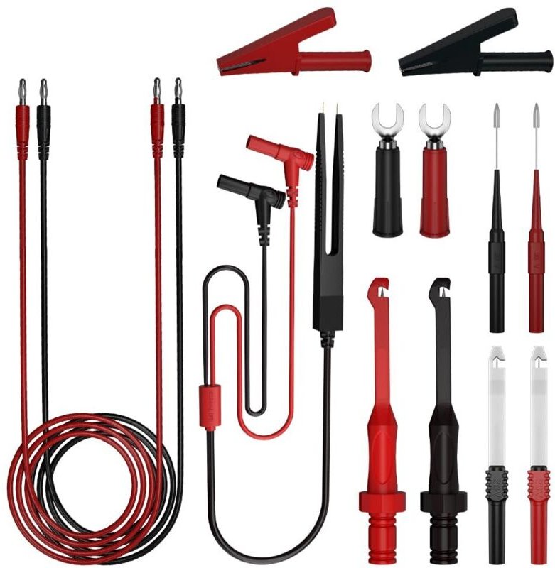 13-teiliges Set mit 4-mm-Bananenstecker-Prüfleitungen, digitalen elektrischen Prüfspitzen, vollständig isolierten Krokod...