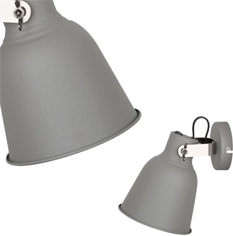 Vidal - Industrie- und Retro-Wandleuchte Grau 1 Licht mit Stahlschirm, E27 - Italux