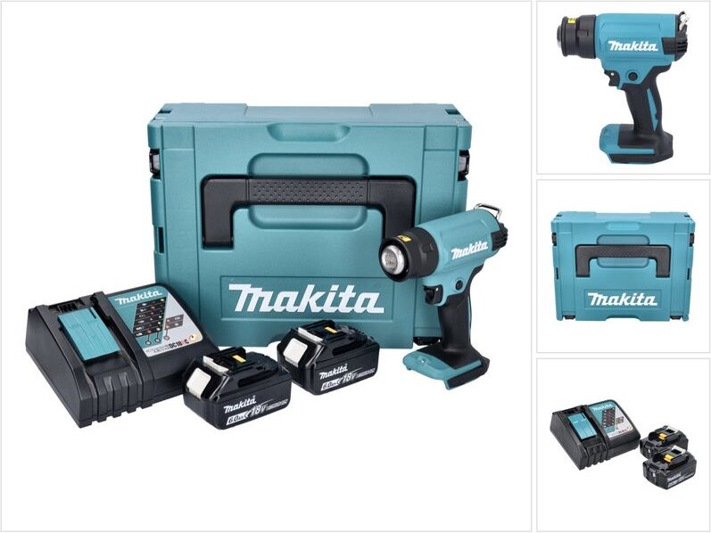 Makita - dhg 180 rgj Akku Heißluftgebläse 18 v 550 °c + 2x Akku 6,0 Ah + Ladegerät + Makpac