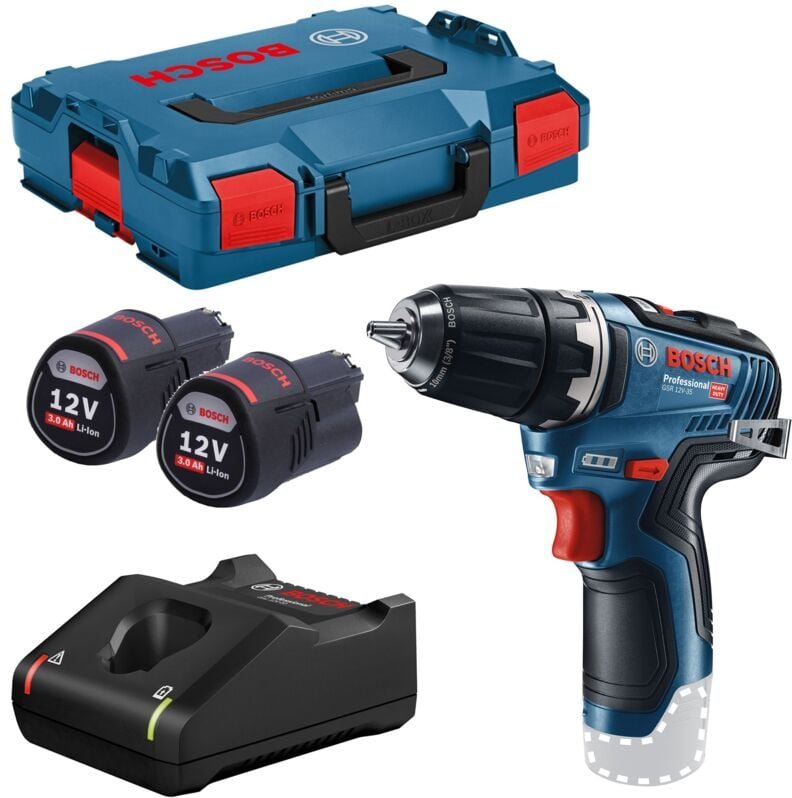 Bosch Akku-Bohrschrauber gsr 12V-35 mit 2x 3,0 Ah Akku + Lader in L-Boxx Gr. 1