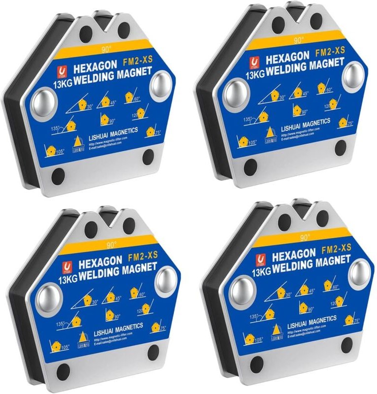 Schweißmagnet, 4 Stück Schweißmagnet Haltekraft 13 kg Lötstützhalterung Magnetischer Positionierer 30°, 45°, 60°, 75°, 9...