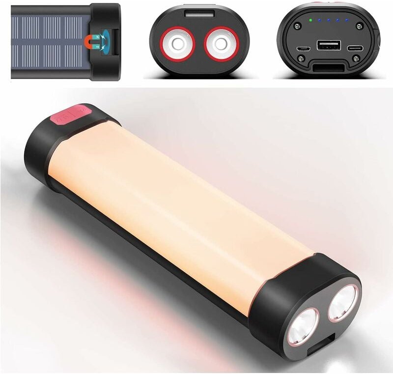Mumu - LED-Campingleuchte, wiederaufladbare Campinglaterne mit Magnetfuß, wasserdicht und USB-Kabel