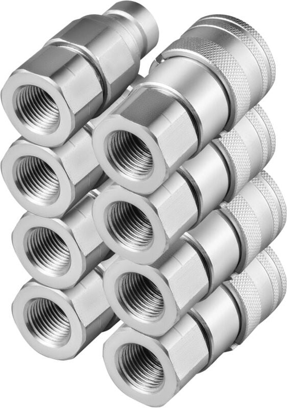 Mophorn Hydraulischer Schnellanschluss 1/2 Zoll Körper mit 1/2 Zoll NPT-Gewinde, 4 Paar Hydraulikkupplungen, 45,5 l/min ...